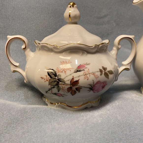 PinkRose Mitterteich Bavaria Germany Creamer and Lidded Sugar Bowl set - Picture 10 of 15